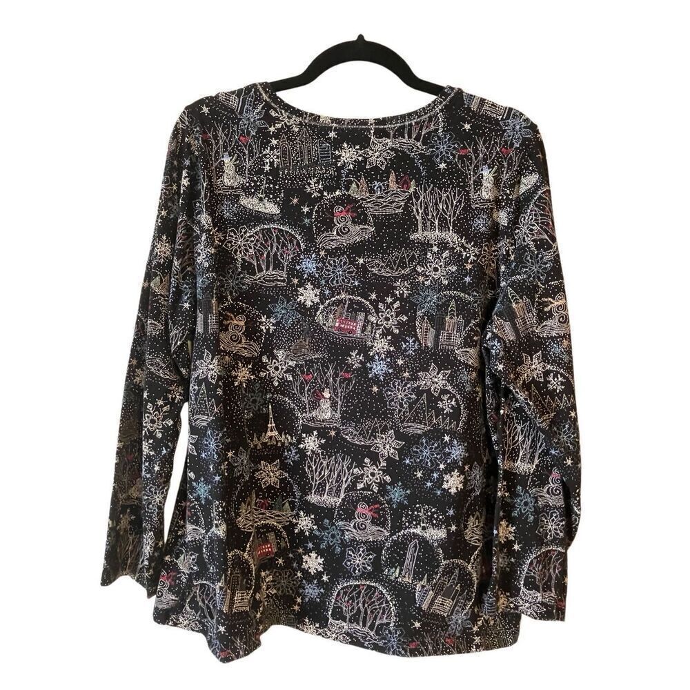 CJ Banks Christmas Print LS Tee 1X - Picture 3 of 8